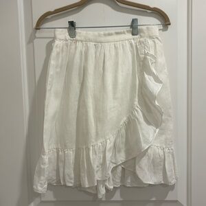 J CREW 100%linen White Ruffle Mini Skirt - Size 0